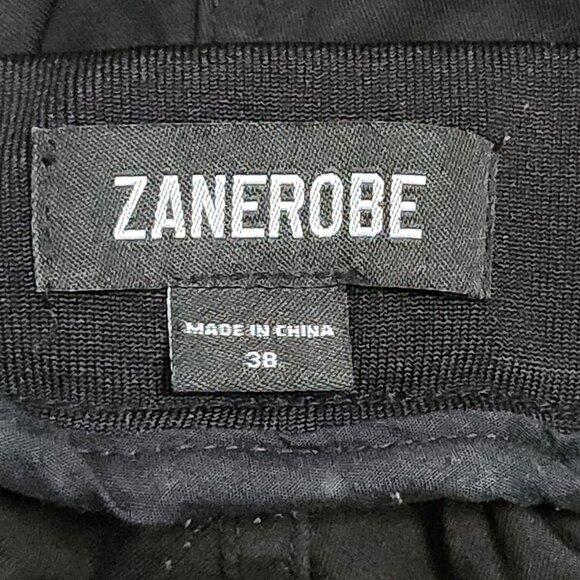 Zanerobe Pants Mens Size 38 Solid Black Pull On Cargo Utlity Joggers Zippers - Picture 3 of 4
